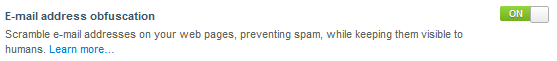 CloudFlare settings with email address obfuscation enabled
