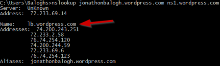Wordpress nameservers resolving jonathonbalogh.wordpress.com